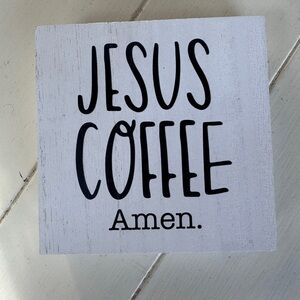 Jesus Coffee Amen Wooden
Sign/Farmhouse Christian Decor, Rustic Wall Art.